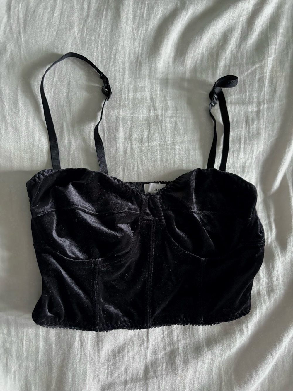 Garage Black Velvet Bustier Crop Camisole